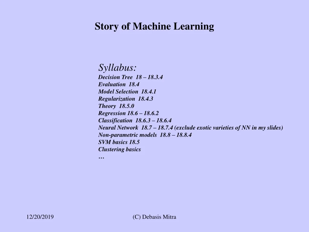 story of machine learning