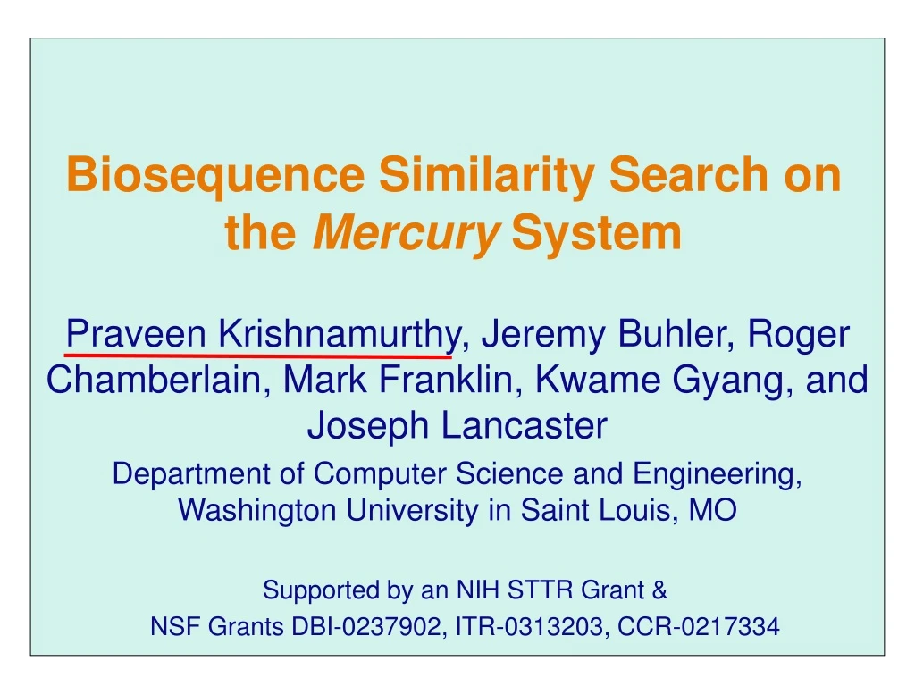 biosequence similarity search on the mercury system