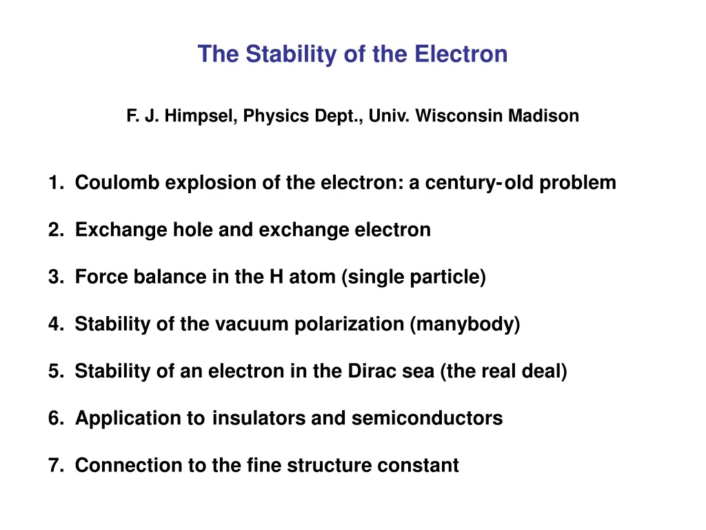 the stability of the electron