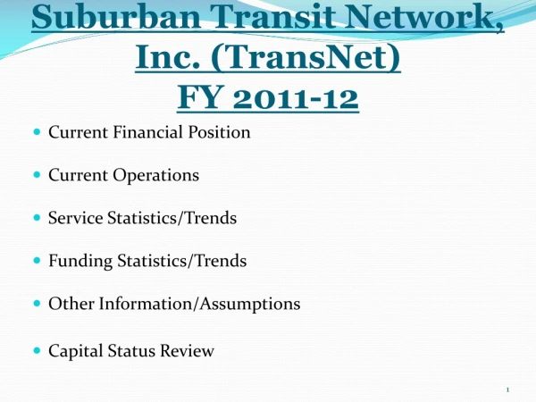 Suburban Transit Network, Inc. (TransNet) FY 2011-12