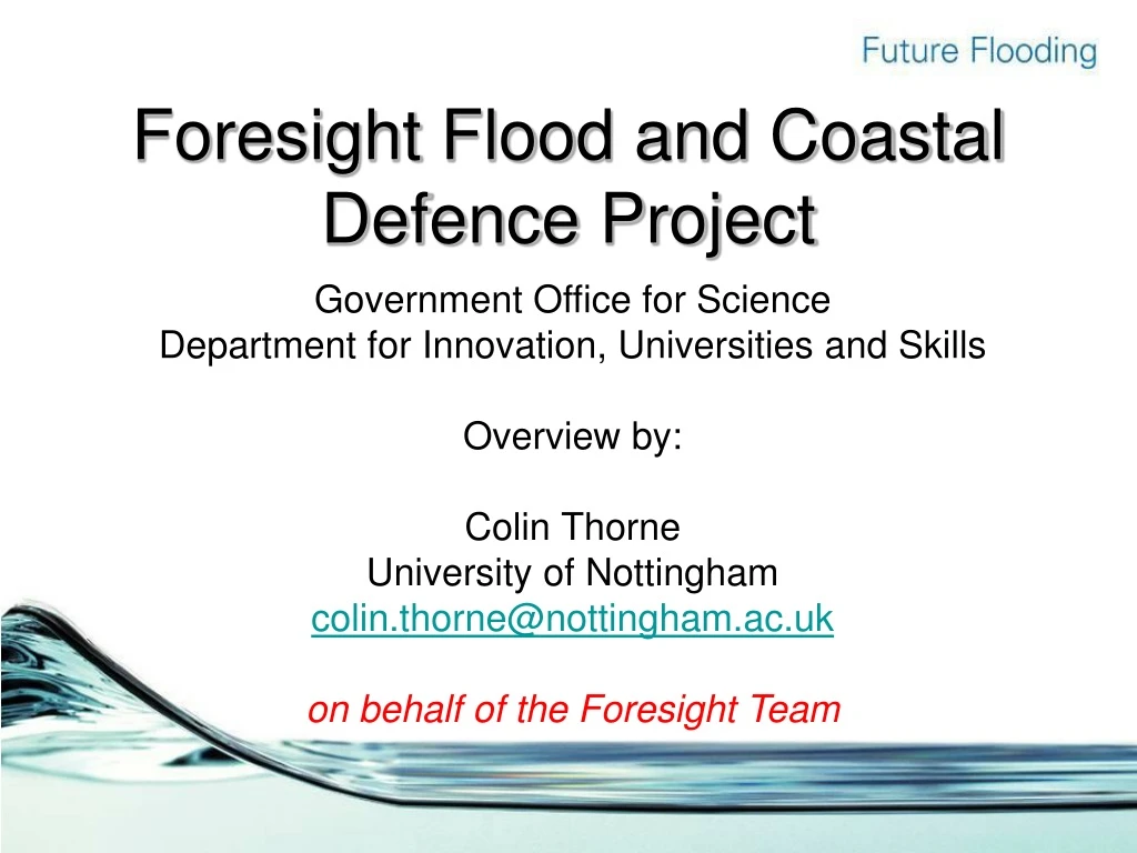 foresight flood and coastal defence project