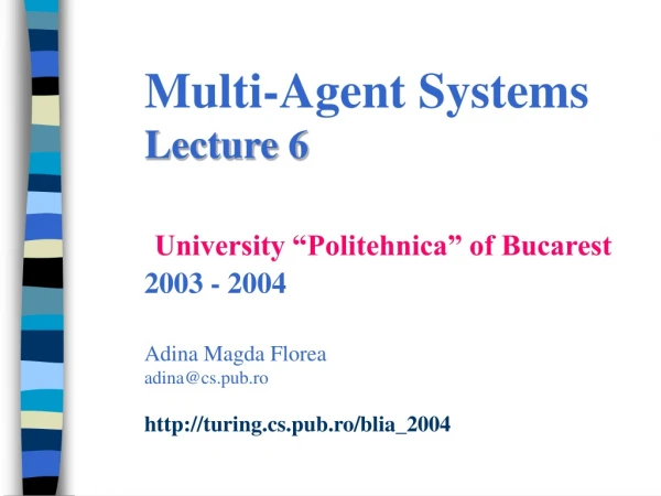 Distributed problem solving and planning Lecture outline