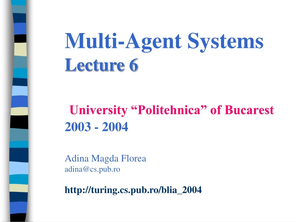 multi agent systems lecture 6 university