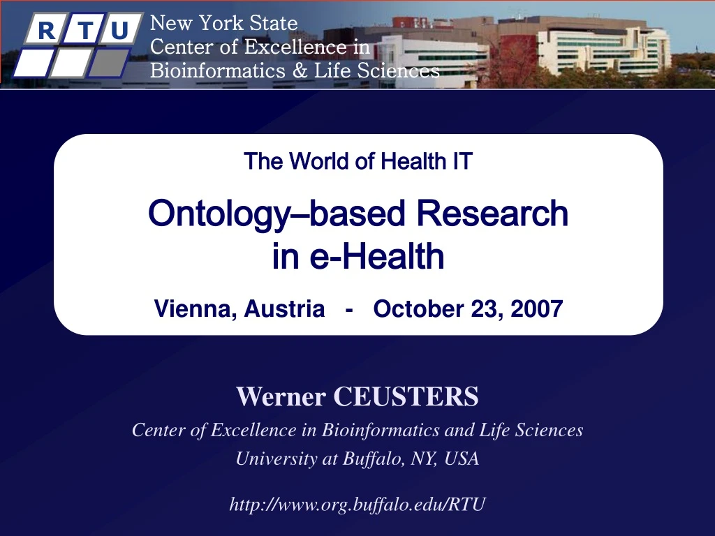 the world of health it ontology based research in e health vienna austria october 23 2007