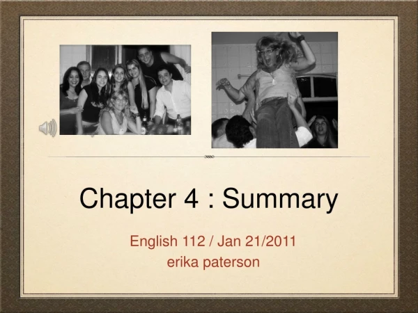Chapter 4 : Summary