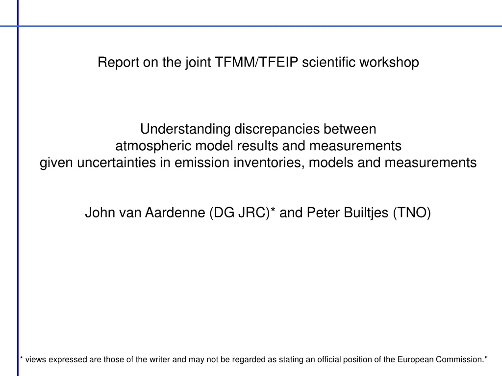 report on the joint tfmm tfeip scientific
