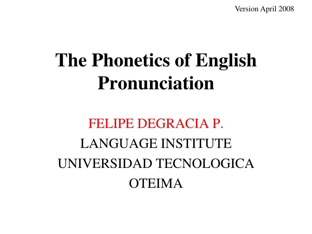 the phonetics of english pronunciation