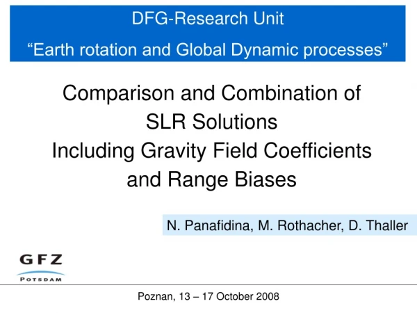 DFG-Research Unit  “Earth rotation and Global Dynamic processes”
