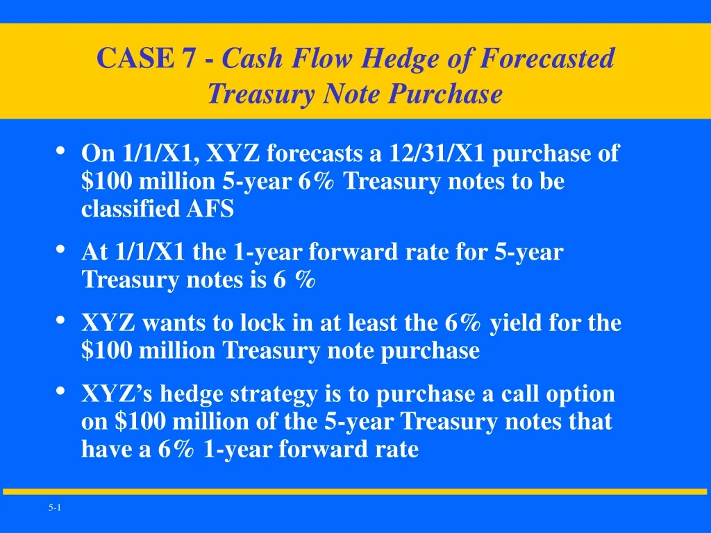 case 7 cash flow hedge of forecasted treasury note purchase