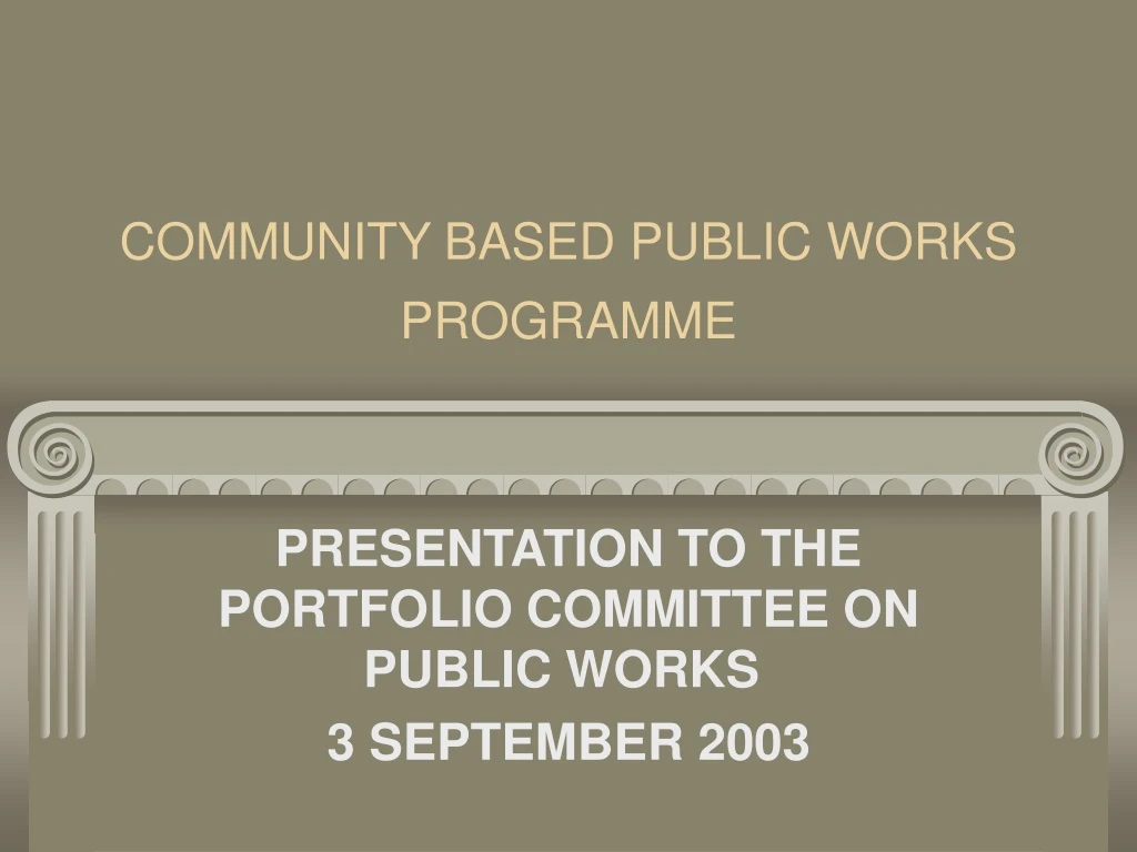community based public works programme