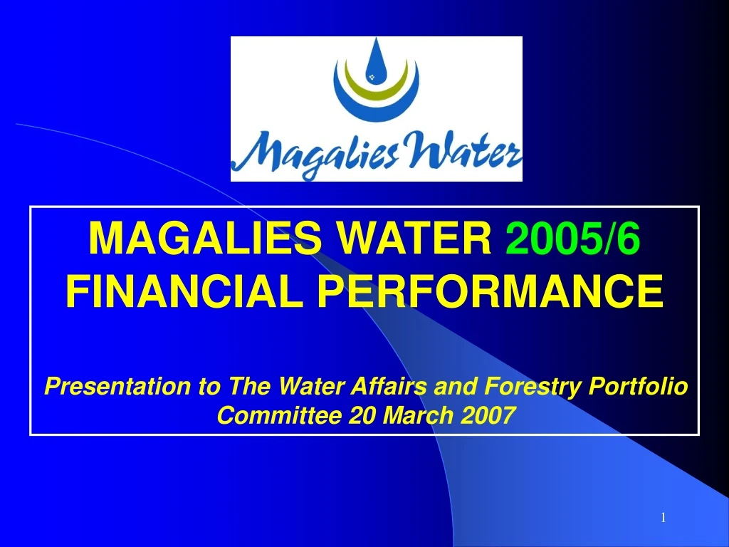 magalies water 2005 6 financial performance
