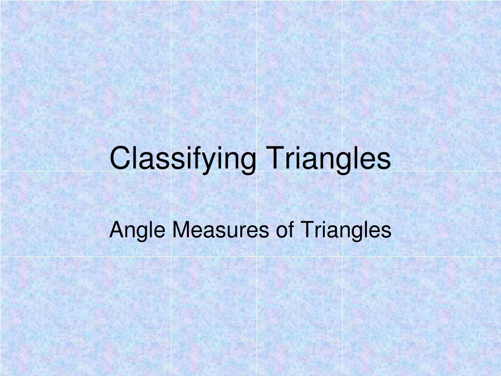 classifying triangles