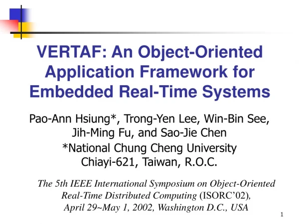 VERTAF: An Object-Oriented Application Framework for Embedded Real-Time Systems