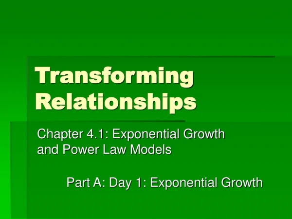 Transforming Relationships