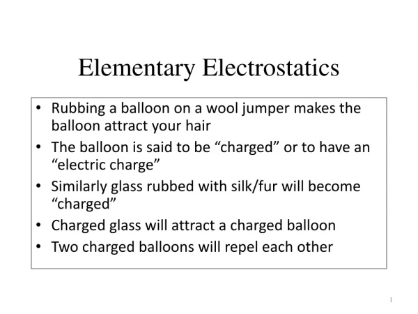 Elementary Electrostatics