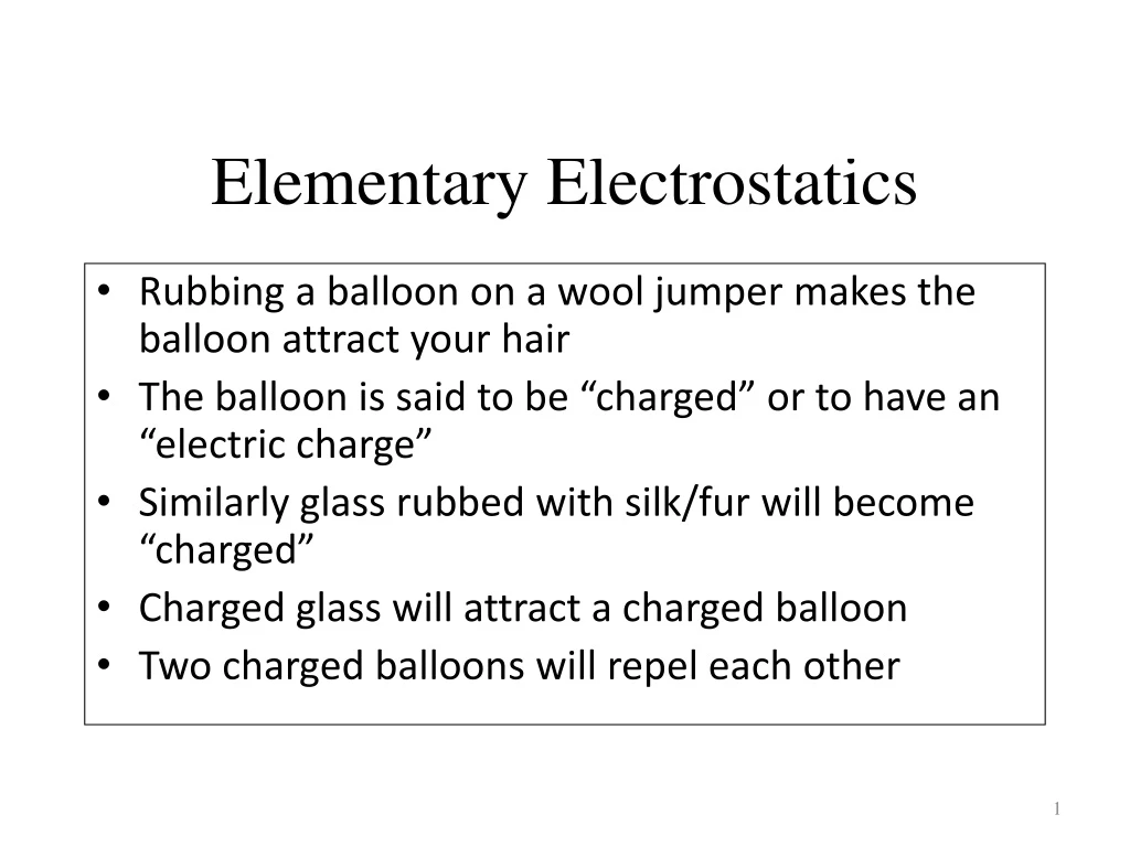 elementary electrostatics