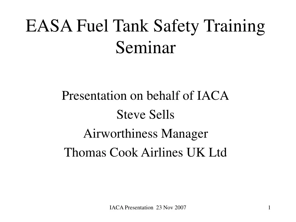 easa fuel tank safety training seminar