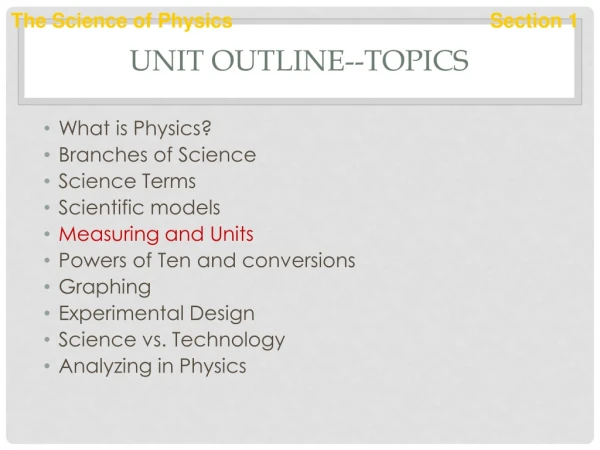 Unit Outline--Topics