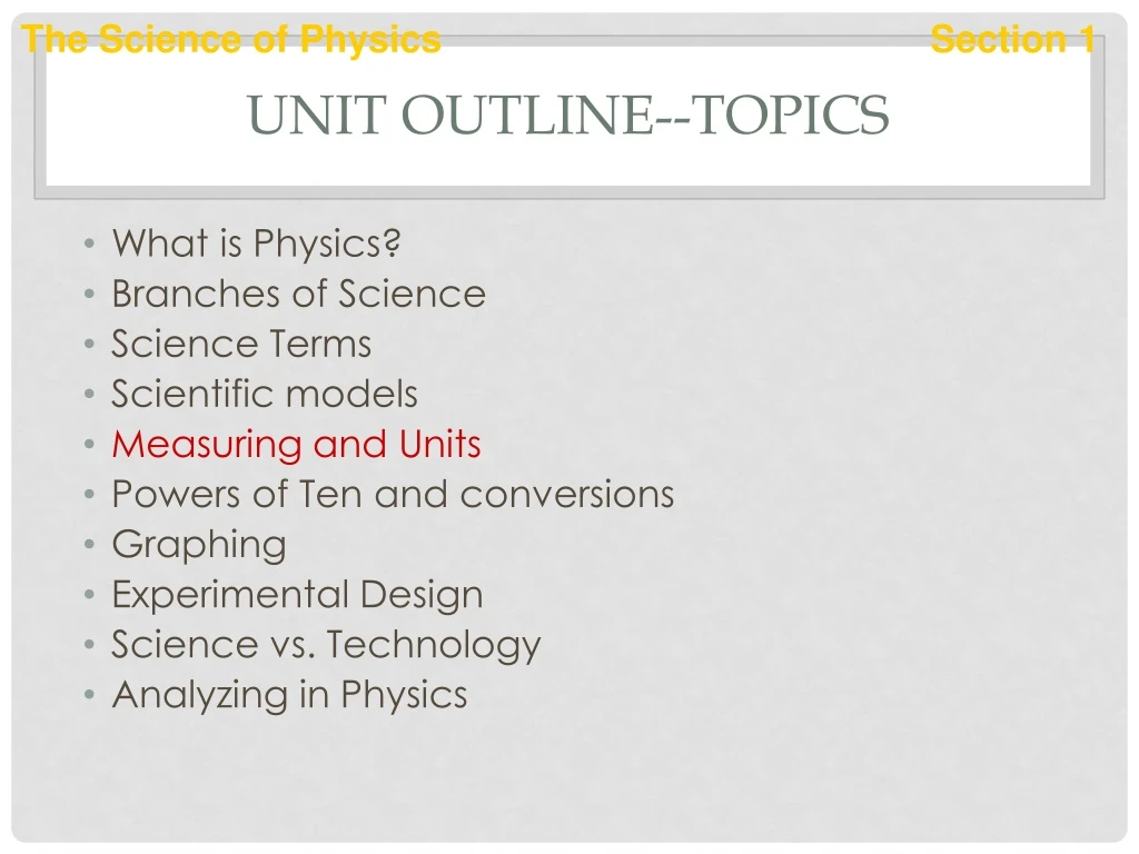 unit outline topics