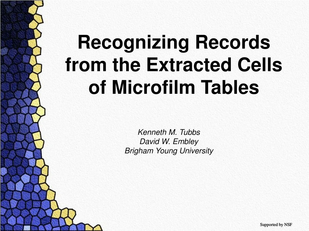 recognizing records from the extracted cells of microfilm tables