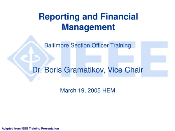 Reporting and Financial Management
