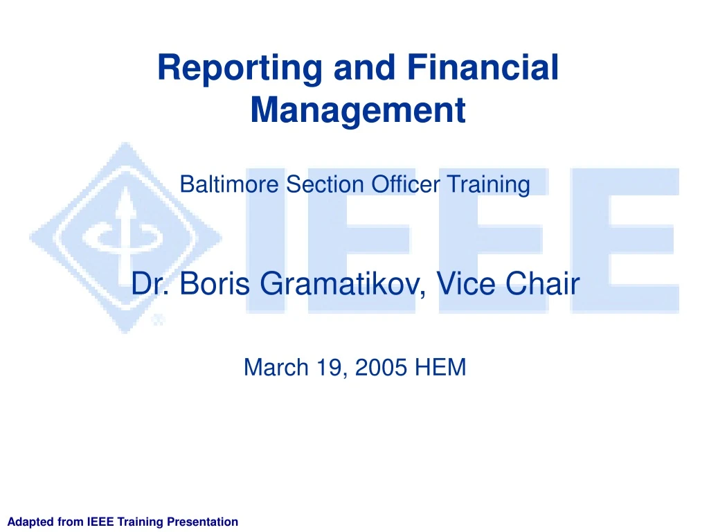 reporting and financial management