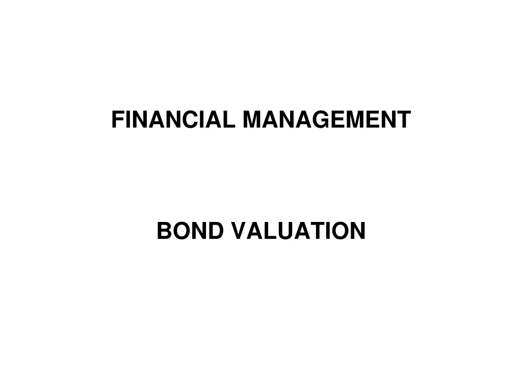 financial management bond valuation