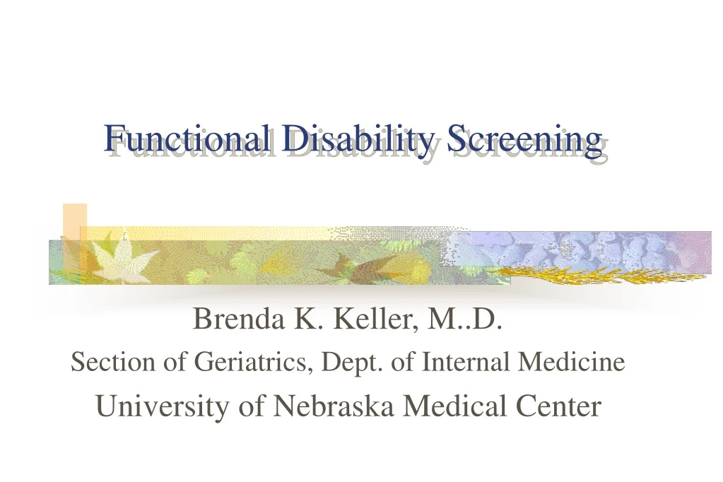 functional disability screening