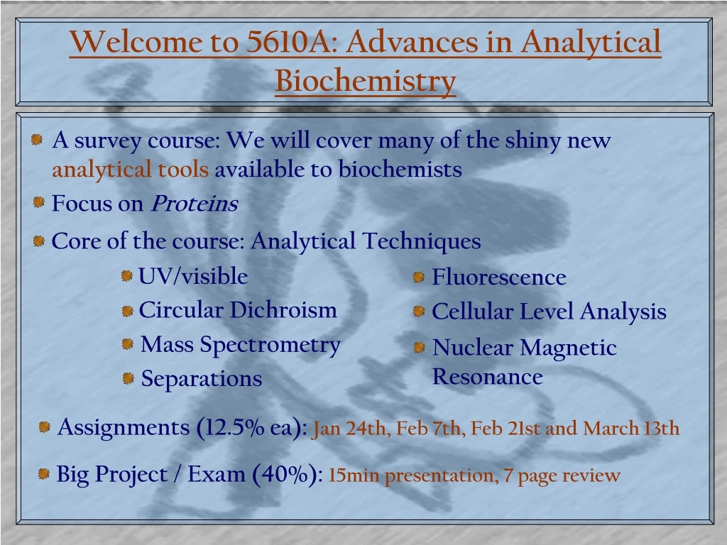 welcome to 5610a advances in analytical