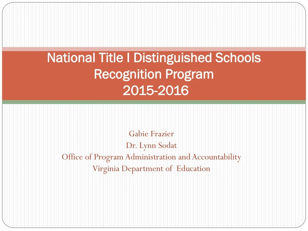 national title i distinguished schools recognition program 2015 2016