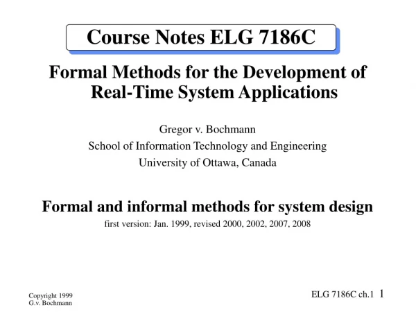 Course Notes ELG 7186 C