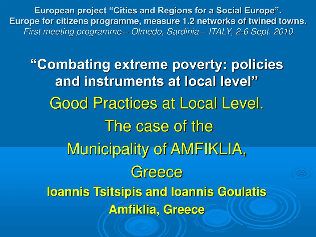 european project cities and regions for a social
