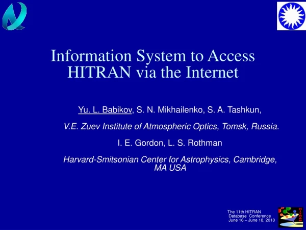 Information System to Access HITRAN via the Internet