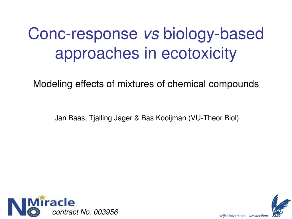 conc response vs biology based approaches in ecotoxicity
