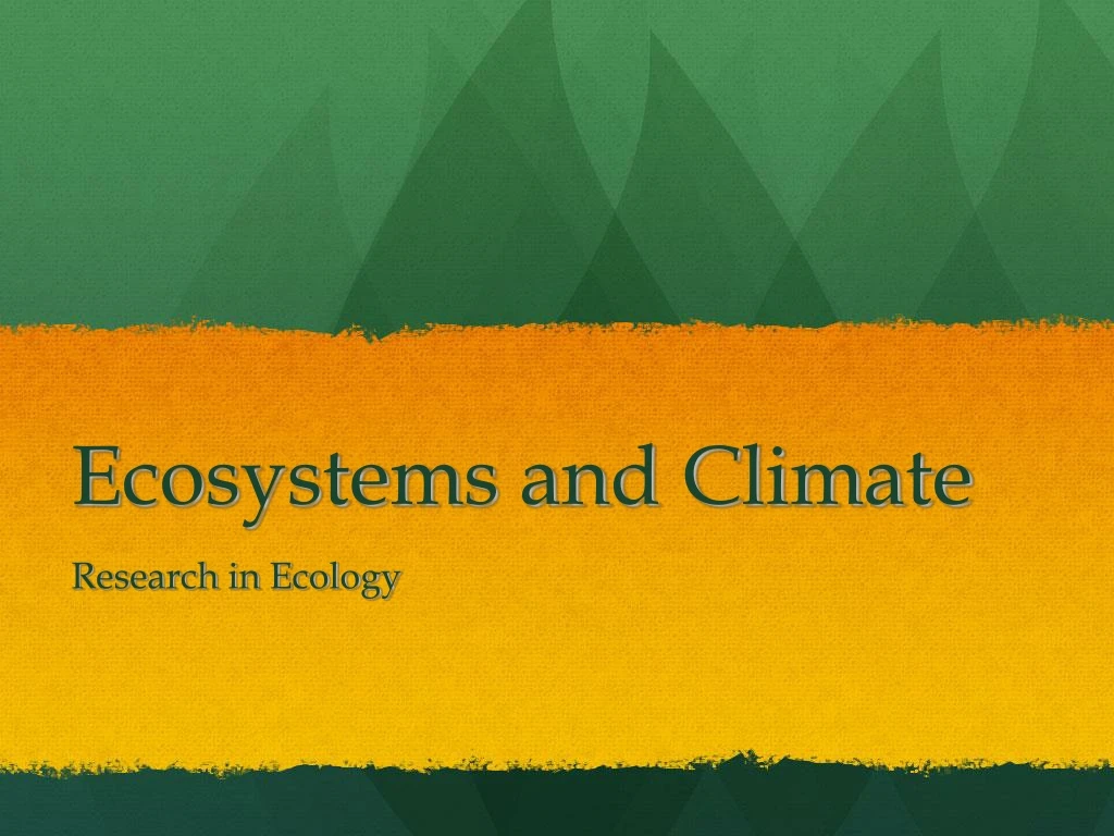 ecosystems and climate