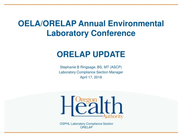 OELA/ORELAP Annual Environmental  Laboratory Conference