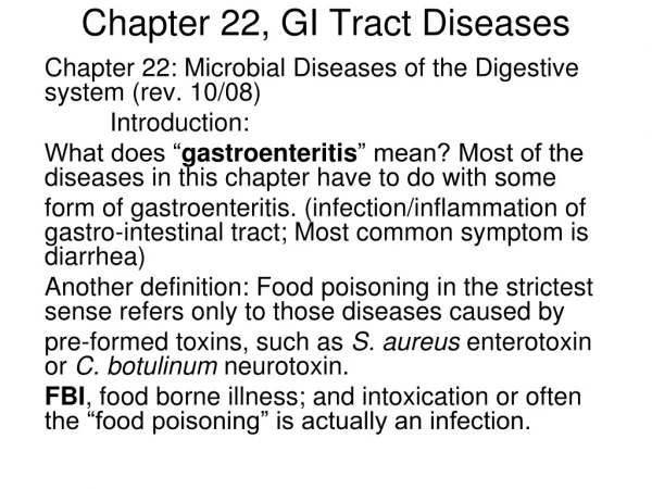 Chapter 22, GI Tract Diseases