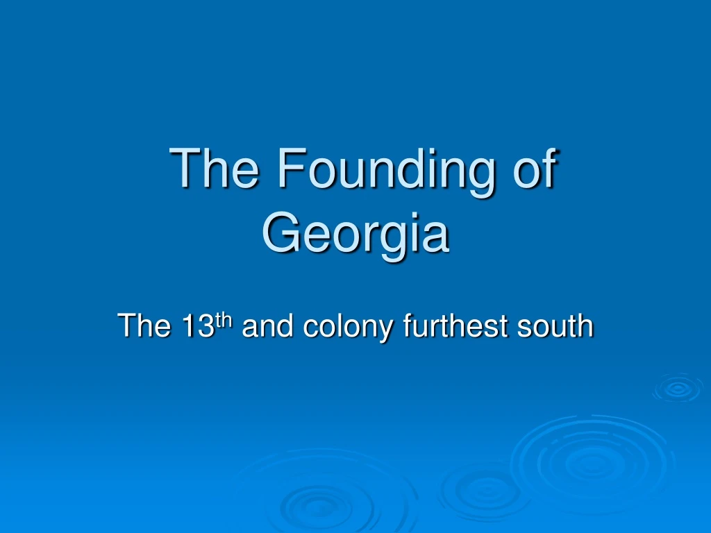 the founding of georgia