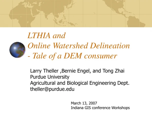 LTHIA and  Online Watershed Delineation - Tale of a DEM consumer