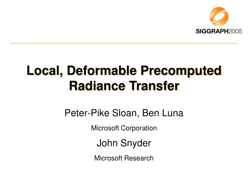 local deformable precomputed radiance transfer