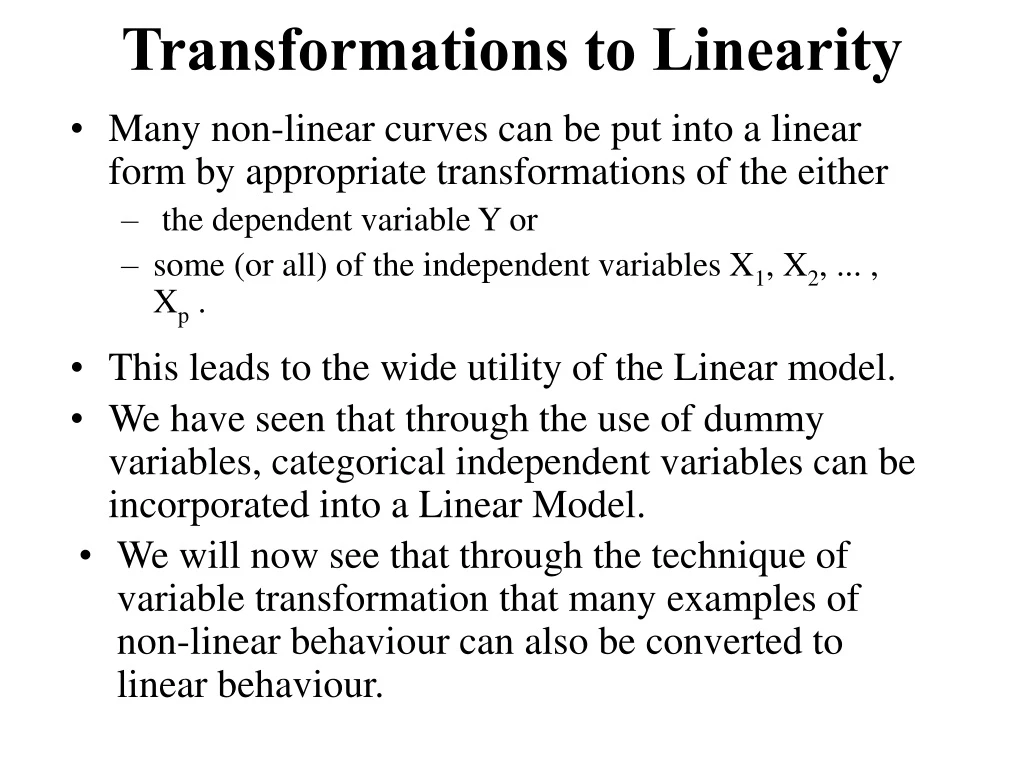 transformations to linearity