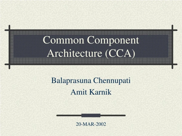 Common Component Architecture (CCA)