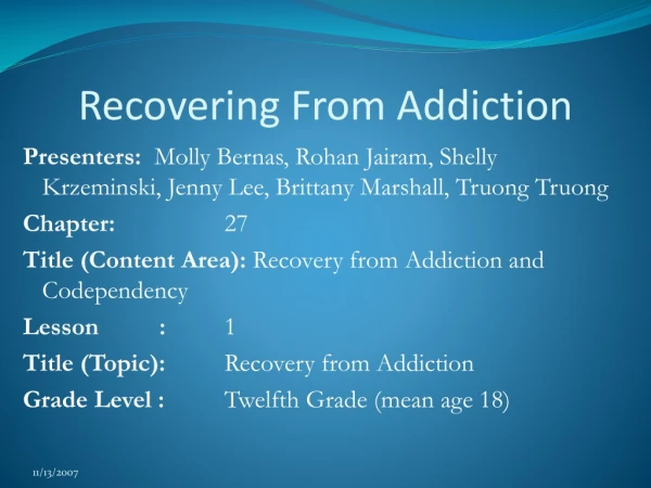 Recovering From Addiction