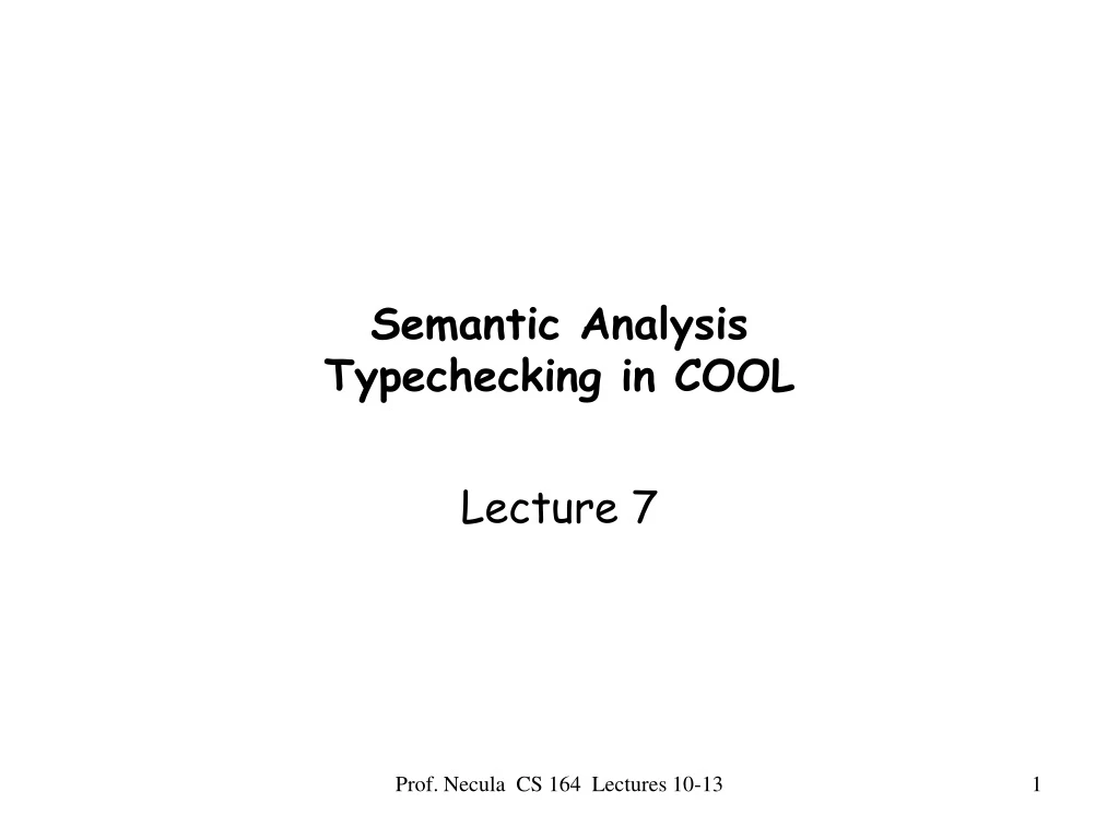 semantic analysis typechecking in cool