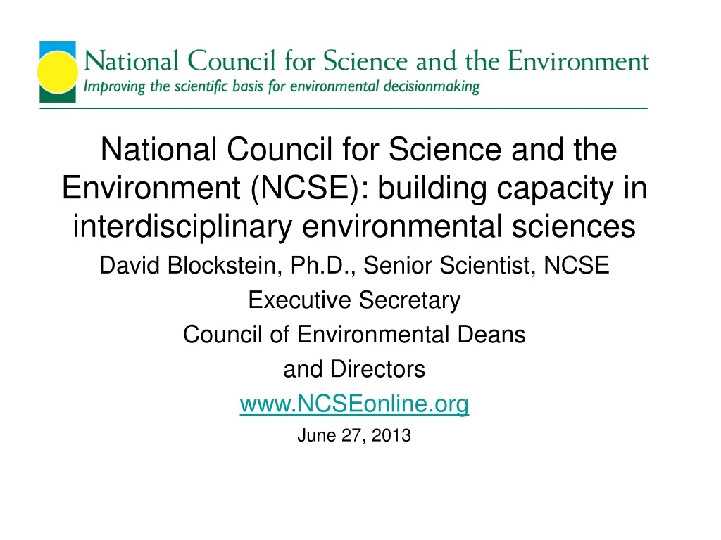 national council for science and the environment