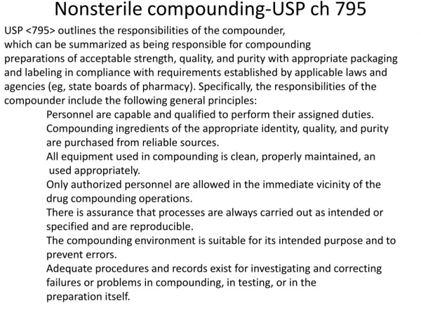 Nonsterile compounding-USP ch 795