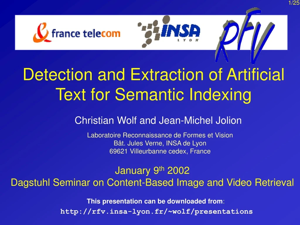detection and extraction of artificial text