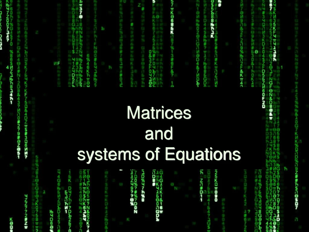 matrices and systems of equations