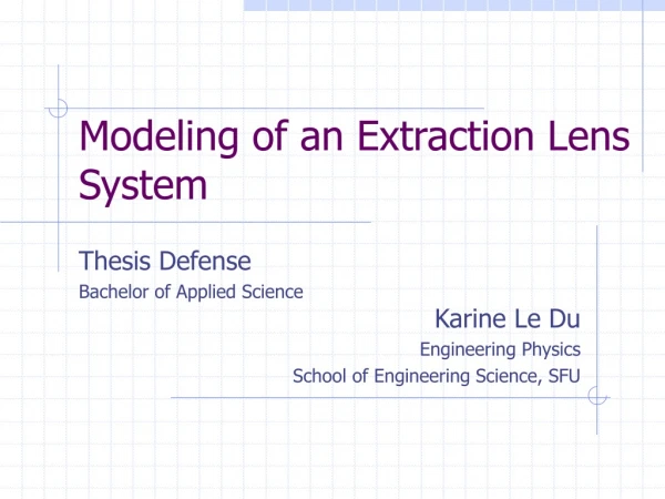 Modeling of an Extraction Lens System