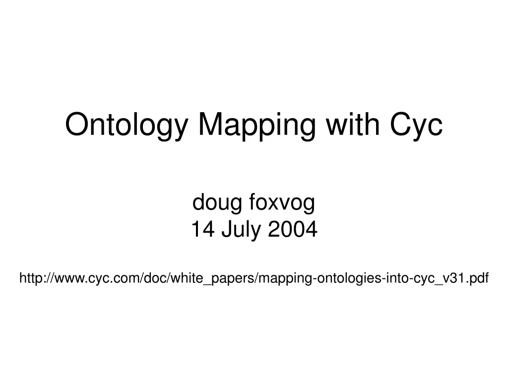 ontology mapping with cyc